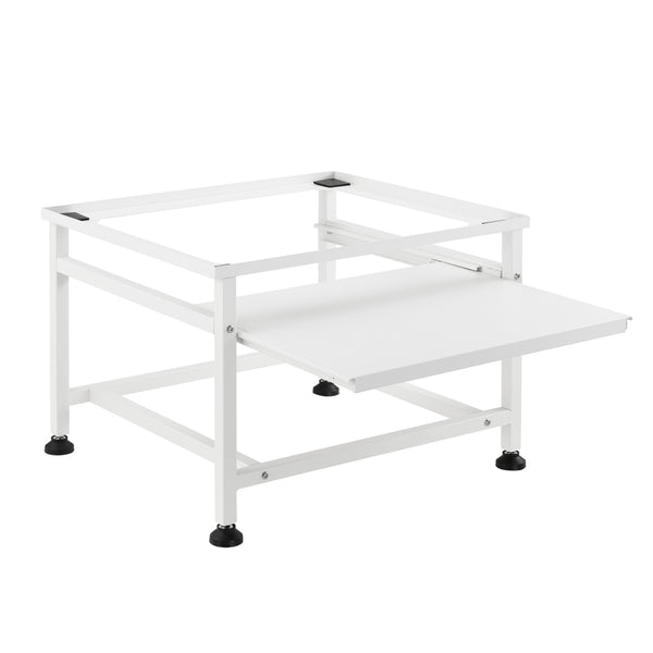 Tvättmaskinsstativ Förhöjningssockel med utdragbar hylla 63x54x41cm stål vit [en.casa]