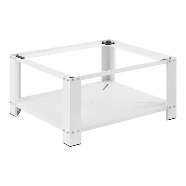 Tvättmaskinsstativ Förhöjningssockel med hylla 63x54x31cm stål vit max. belastning150 kg [en.casa]