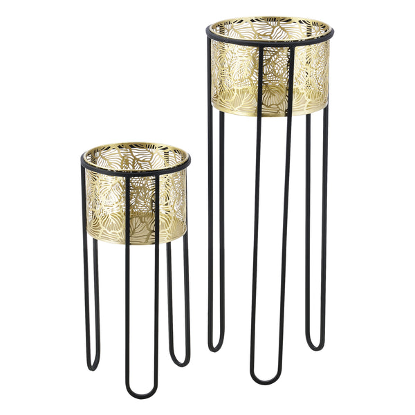 Växtställ Modave set om 2 hårnålsben metall [en.casa]