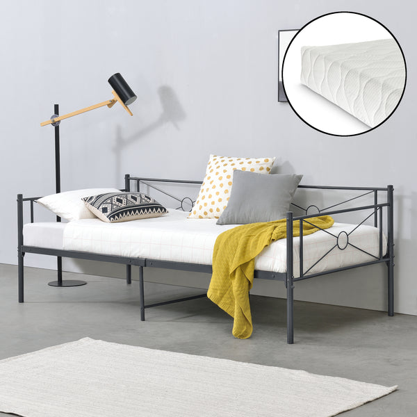 Säng Alvesta i metall inkl. madrass 200x90 cm [en.casa] välj modell
