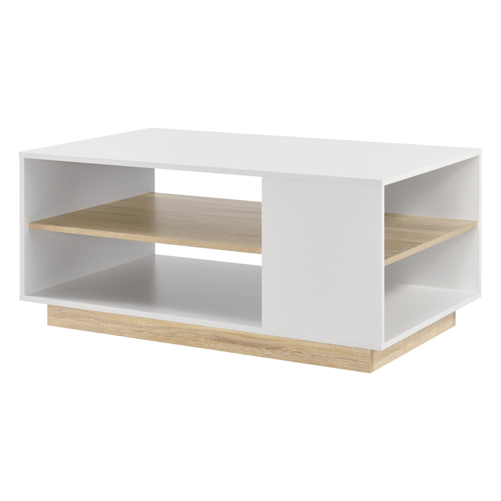 Soffbord Trelleborg 100x60x46 cm med 2 hyllor Vit/Ek en.casa - premiumXL