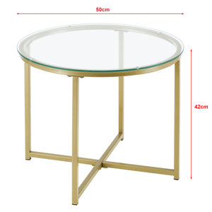 Sidobord Alavieska rund Ø50x42cm stål glas guld [en.casa]