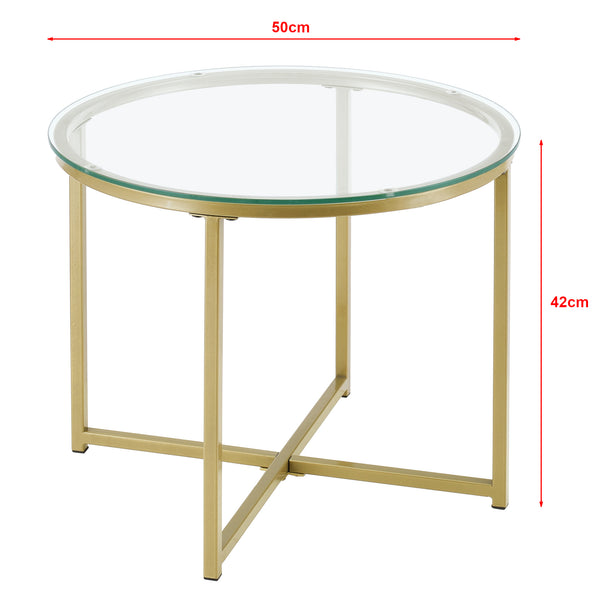 Sidobord Alavieska rund Ø50x42cm stål glas guld [en.casa]