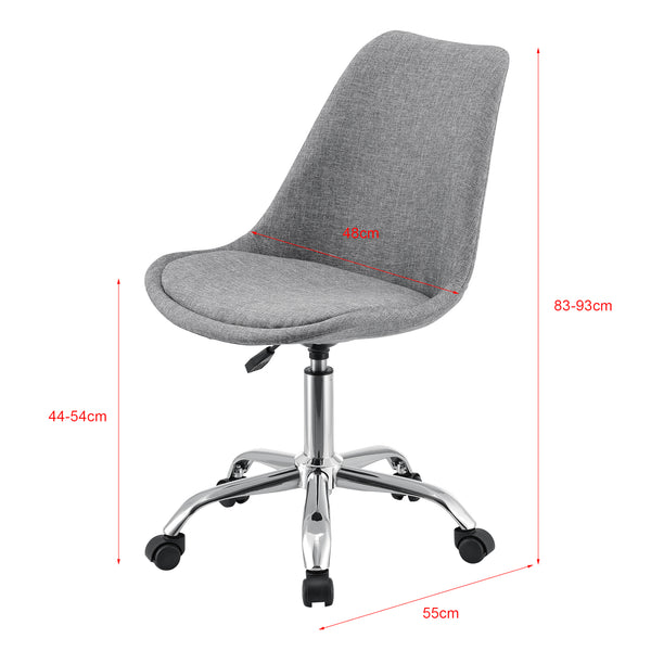 Kontorsstol Atherton textil förkromad metall ljusgrå [en.casa]