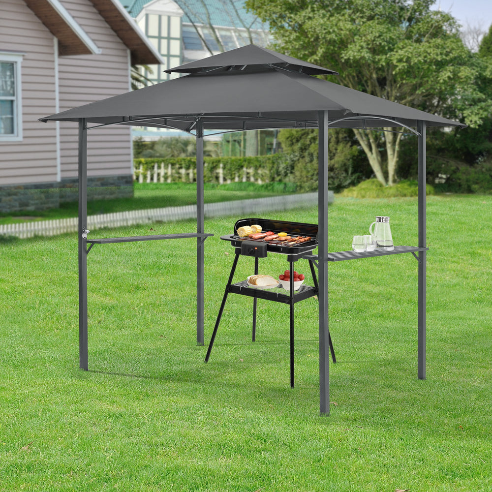 Grillpaviljong Parga 250x241x151cm mörkgrå en.casa - premiumXL