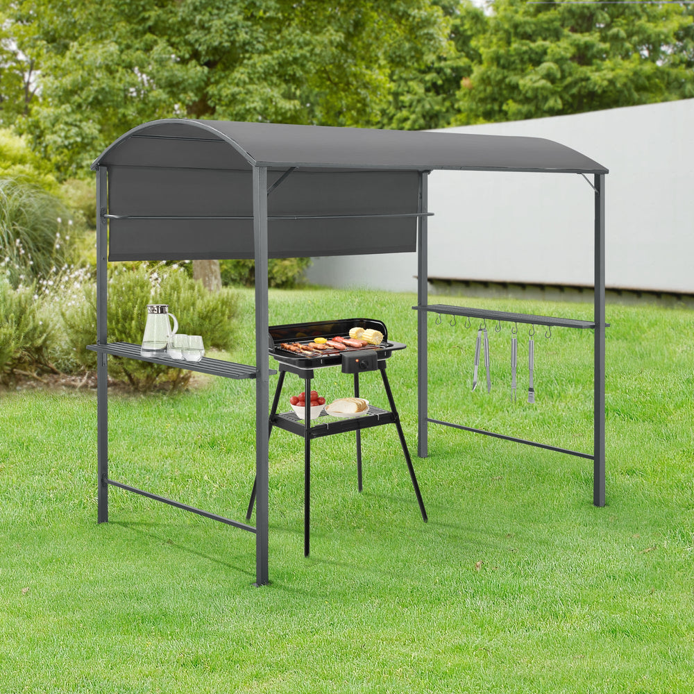Grillpaviljong Pyrgos 215 x 220 x 140 cm mörkgrå en.casa - premiumXL