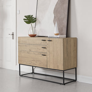 Sideboard Hylte sidobord metall svart ekfärg 3 lådor [en.casa]