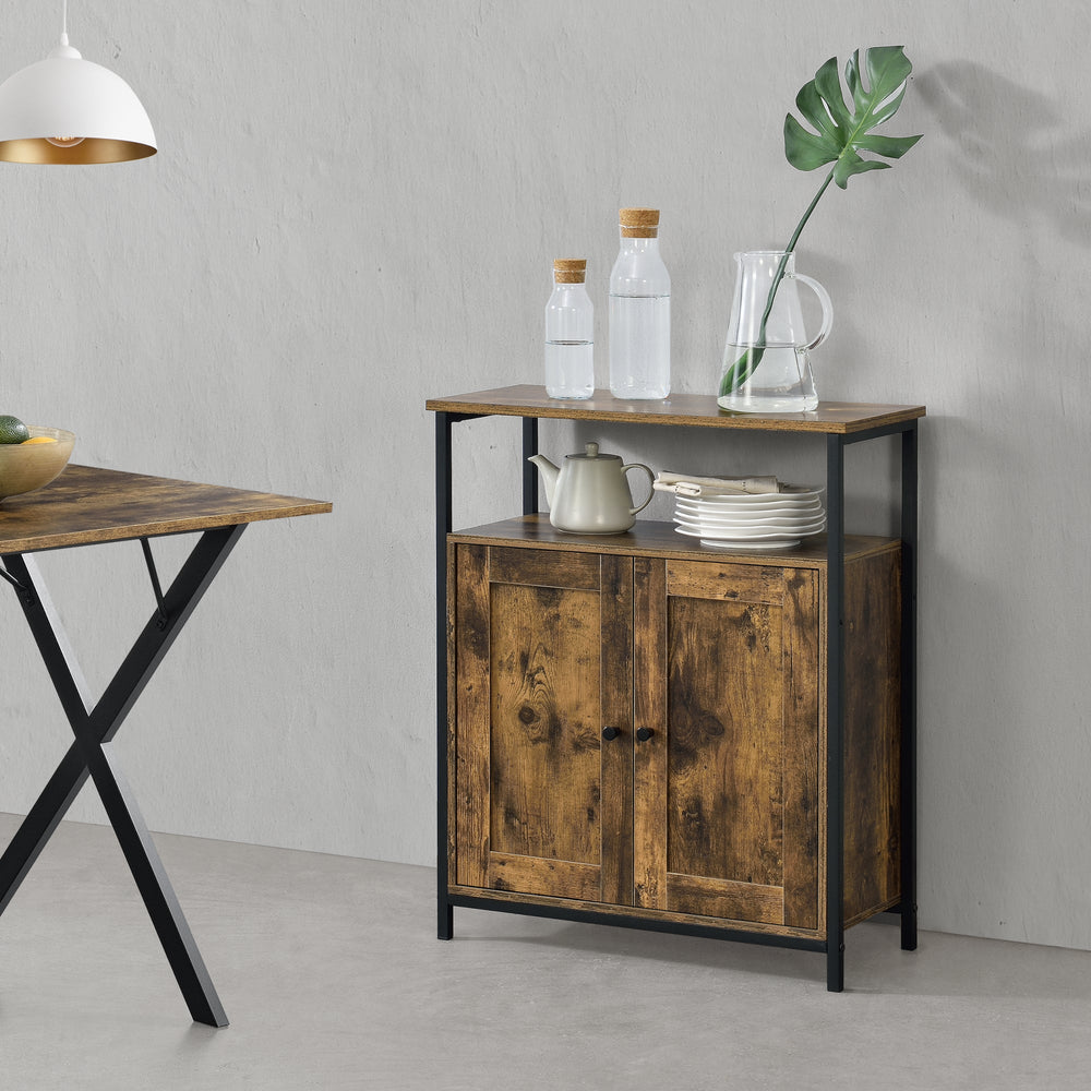 Satsbord Aremark 79x60x30cm med skåpfack Mörk träton [en.casa] - premiumXL