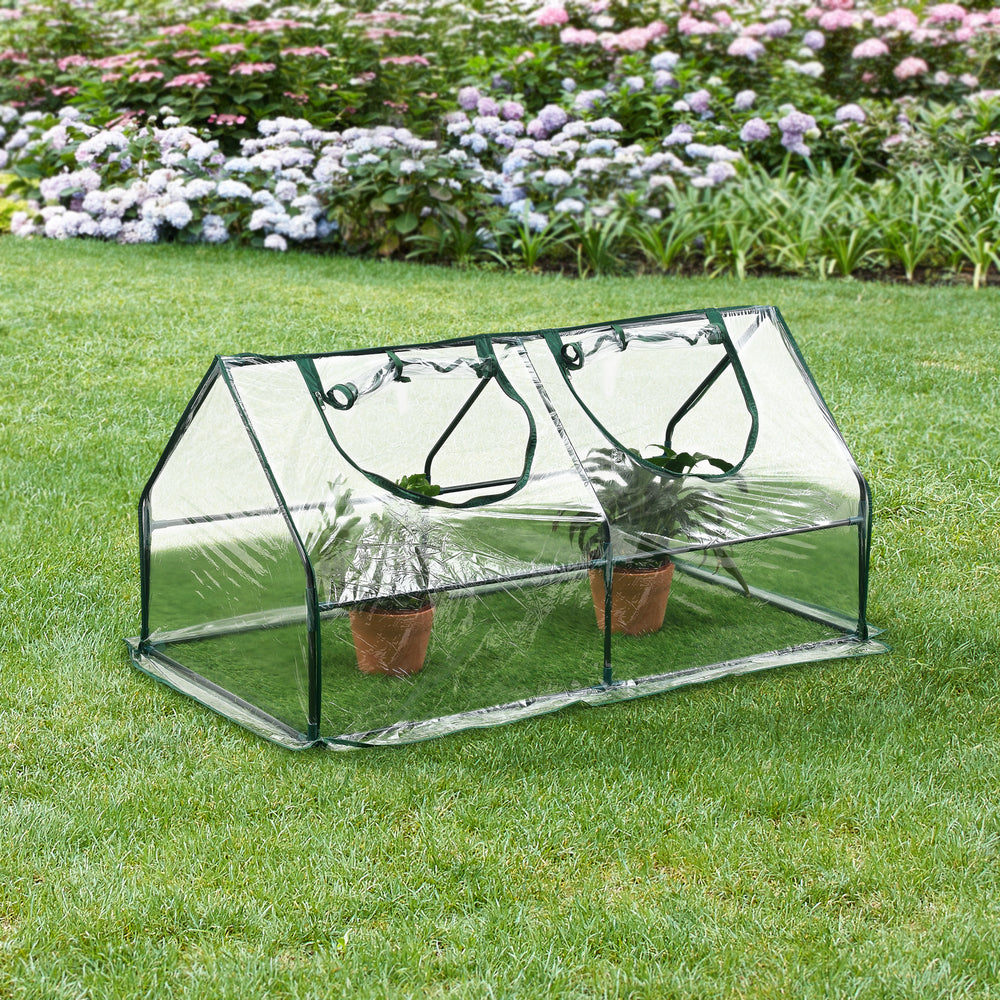 Mini växthus Laubach 120x60x60cm Transparent PVC-folie [en.casa] - premiumXL