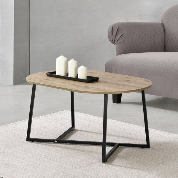 Soffbord Valdemarsvik 100x60x47cm svart ekfärg [en.casa]®
