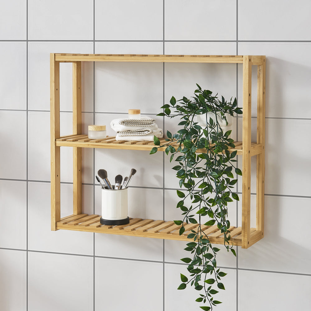 Bambuhylla Örnsköldsvik 60x15x54cm Naturträ [en.casa] - premiumXL