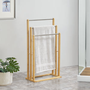 Handdukshållare Porsanger 46x24x84cm bambu [en.casa]
