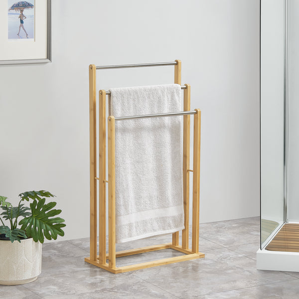 Handdukshållare Porsanger 46x24x84cm bambu [en.casa]