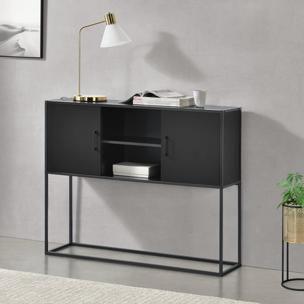 Avlastningsbord Motala metall svart 90x108,5x30cm [en.casa] 