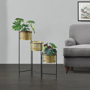 Piedestal Doel hopfällbar 3 krukor 69 x69x20 cm metall [en.casa]