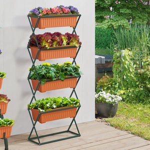 Växthylla Veenendaal med 4 blomlådor hopfällbar 51x21x125 cm [en.casa]