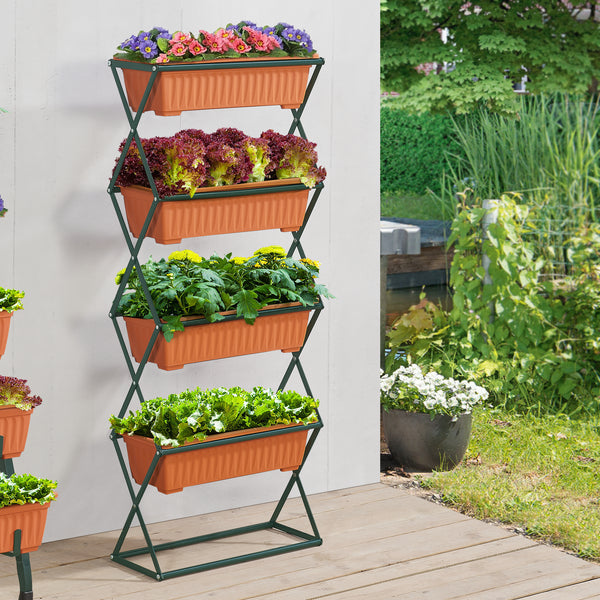 Växthylla Veenendaal med 4 blomlådor hopfällbar 51x21x125 cm [en.casa]