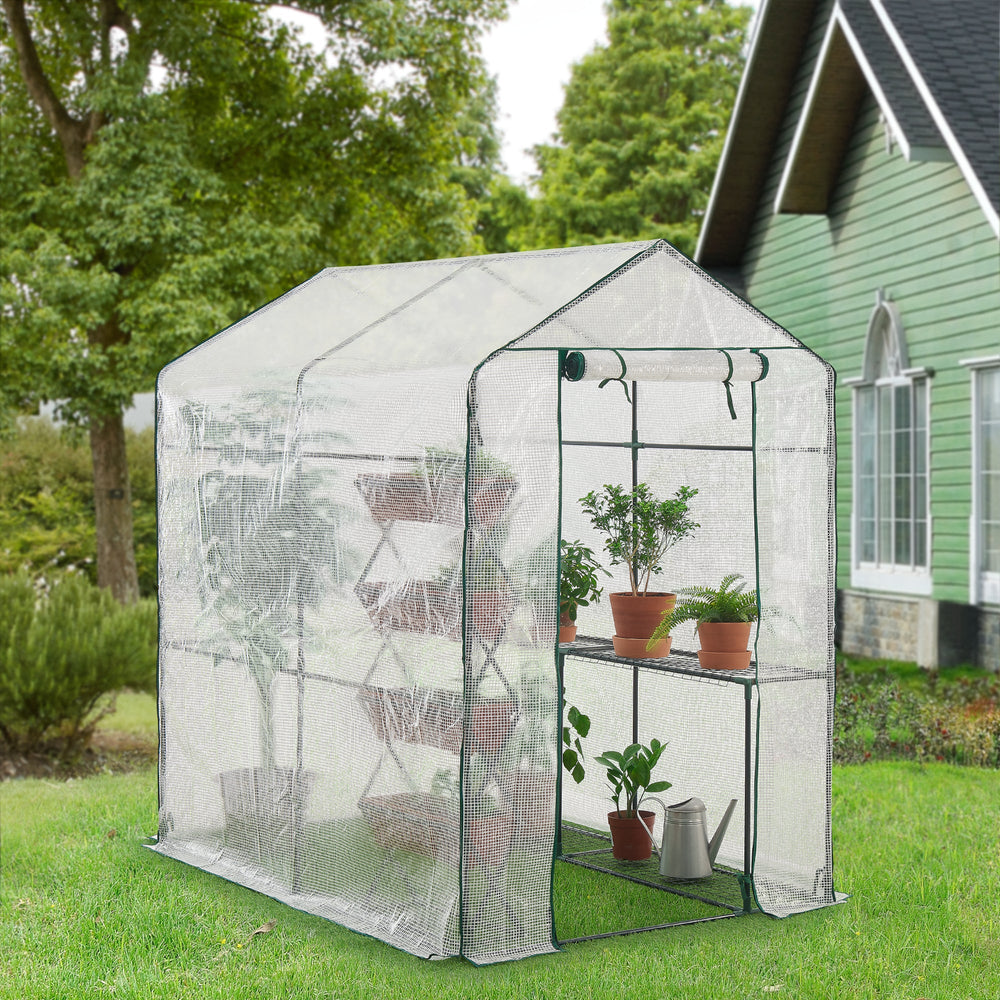 Växthus Oosterhout med hyllor 120x186x190cm Transparent [en.casa] - premiumXL