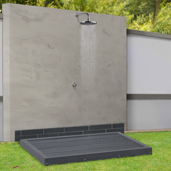 Golv till utedusch Nürtingen WPC 101x63x5,5 cm mörkgrå [en.casa] 