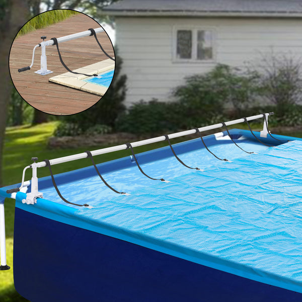 Pool roll-up Oliveti med skjutreglage aluminium [en.casa]