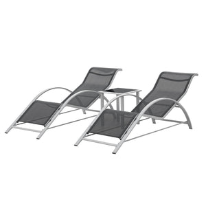 Solsängar set om 2 inkl. bord Binetto stål 169x59x66 cm [en.casa]