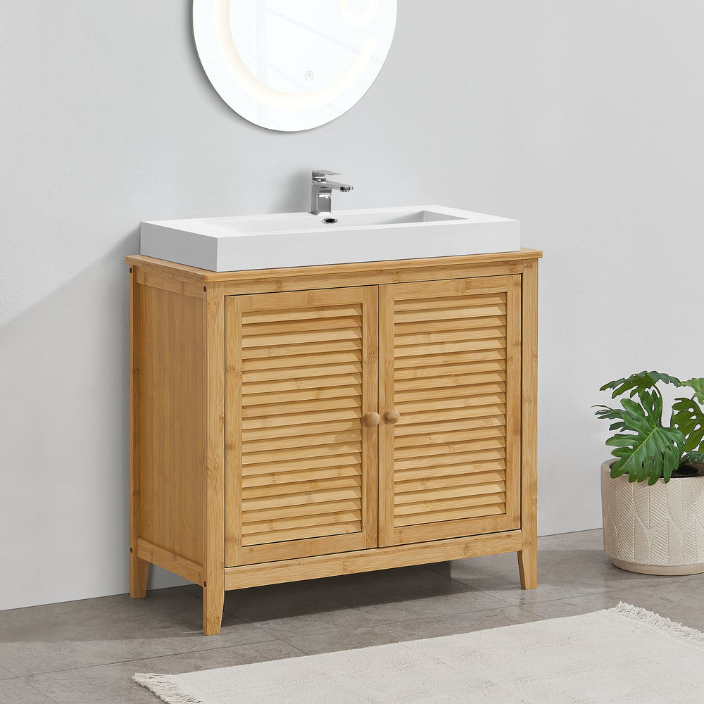Bambu tvättställsskåp Värmdö 60x67x30cm [en.casa] - premiumXL