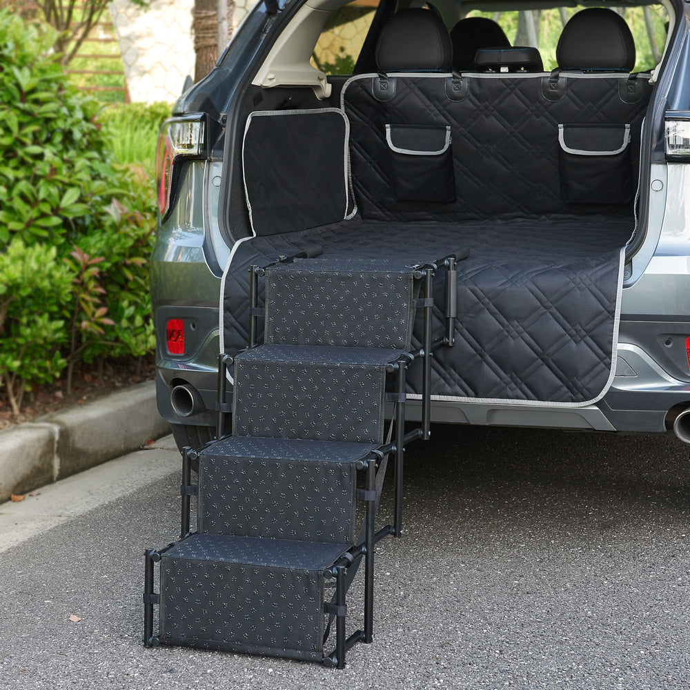 Hundtrappa Colchester 4-steg upp till 55 kg Metall/Polyester [en.casa] - premiumXL