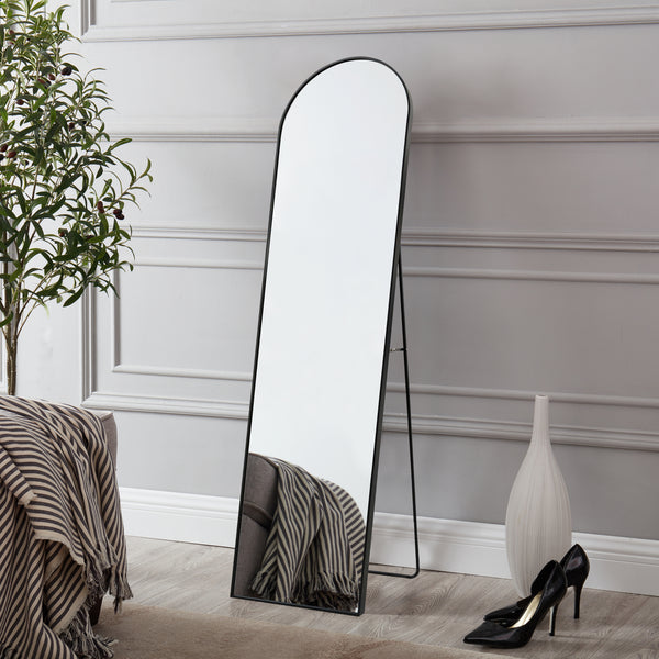 Golvspegel Bugnara 160x40 cm aluminium svart [en.casa] 