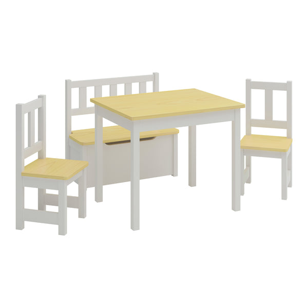 Sittgrupp Lousame matgrupp för barn furu bänk bord 2 stolar [en.casa]

