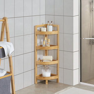 Hörnhylla Lestijärvi badrumshylla 80x23x23 cm bambu [en.casa]
