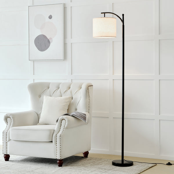 Golvlampa Coventry 180cm metall svart beige [lux.pro]
