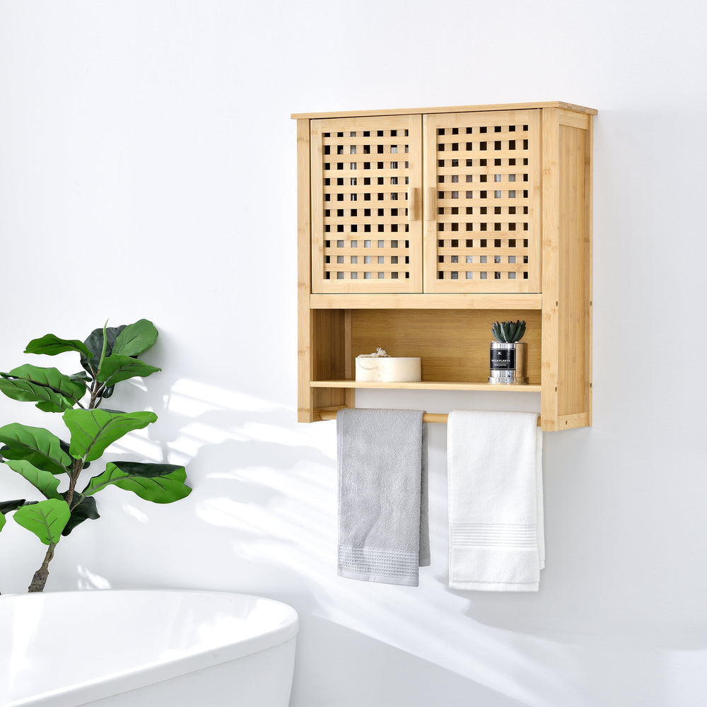 Badrumsskåp Borlänge Väggskåp Bambus 66 x 62 x 20 cm [en.casa] - premiumXL