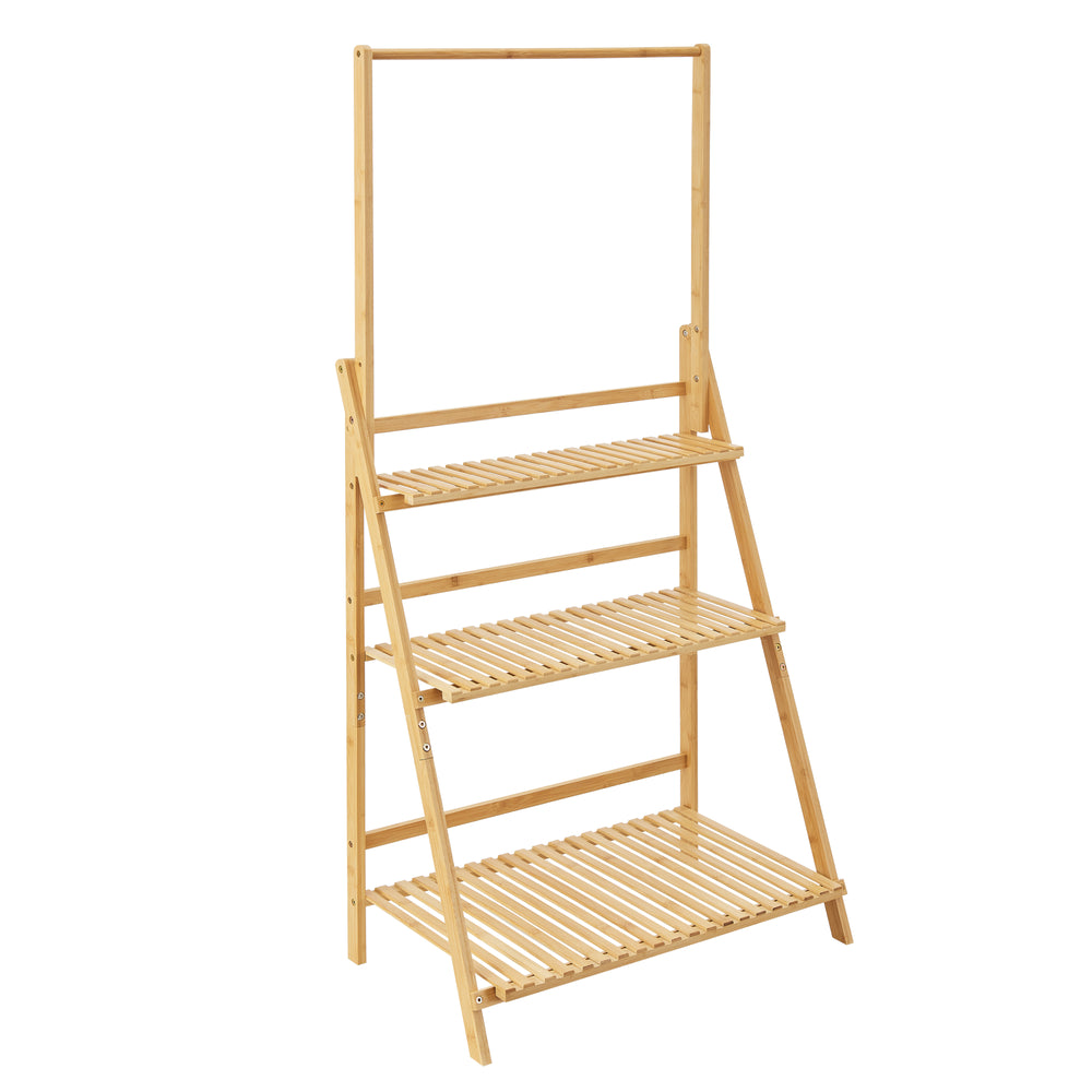 Växtstege Brändö 3 - nivåer 144 x 70 x 39,5 cm bambu [en.casa] - premiumXL