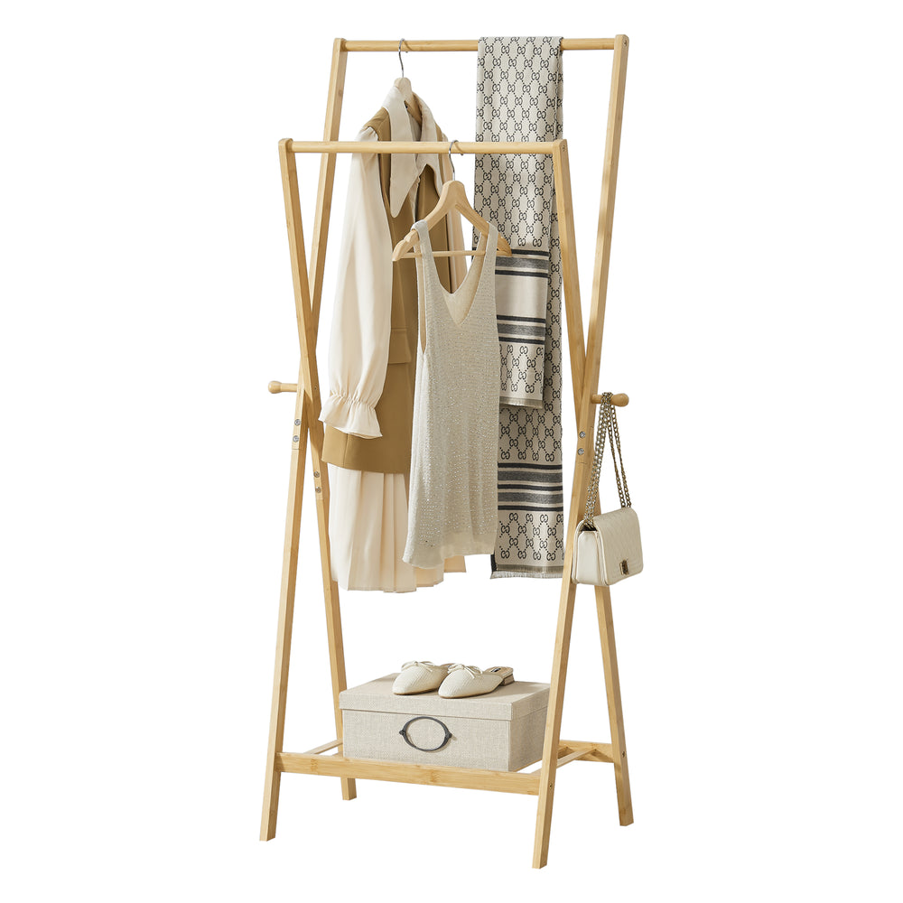Garderobställ Keitele 150 x 60 x 42 cm bambu natur [en.casa] - premiumXL