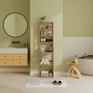 Badrumshylla Forssa 165x42x28 cm bambu [en.casa]
