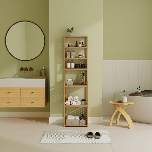 Badrumshylla Forssa 165x42x28 cm bambu [en.casa]
