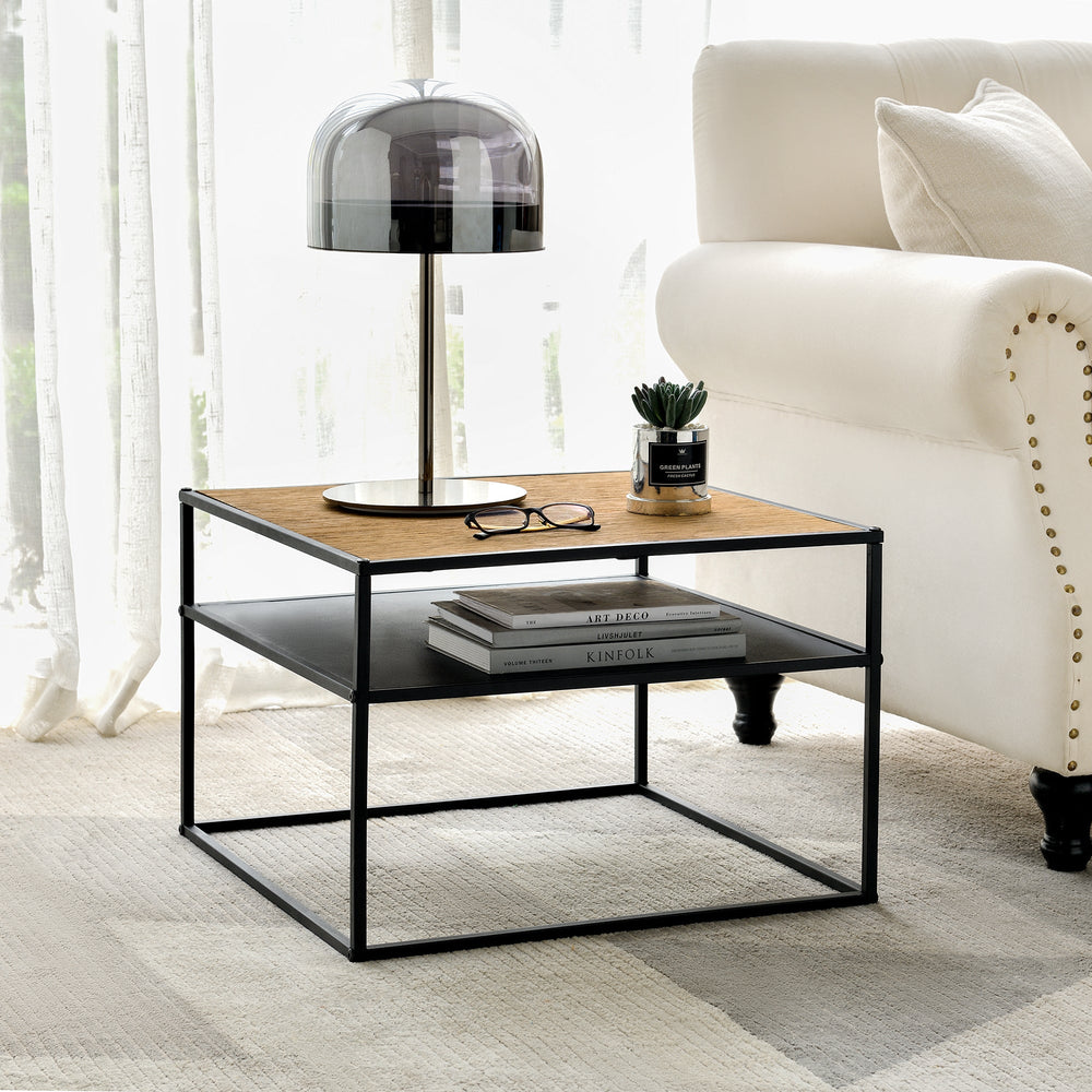 Satsbord Quinisut 40 x 55 x 55 cm trälook/svart [en.casa] - premiumXL