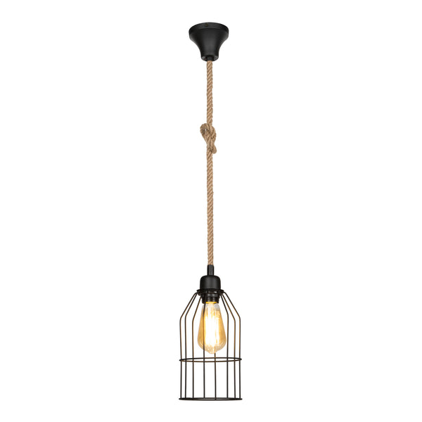 Taklampa Ashford 24 x 14 cm 1-ljus svart / jutefärgad [lux.pro]
