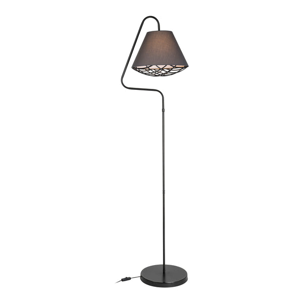 Golvlampa Gateshead E27 metall textil svart/grå [lux.pro]