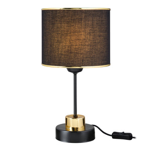 Bordslampa Gravesend E27 Metall Textil Svart / Mässingsfärgad [lux.pro]