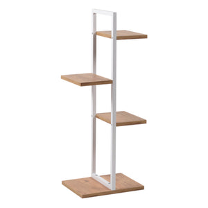Blaabjerg metallhylla för växter 90x35x26cm vit / valnötsutseende [en.casa]