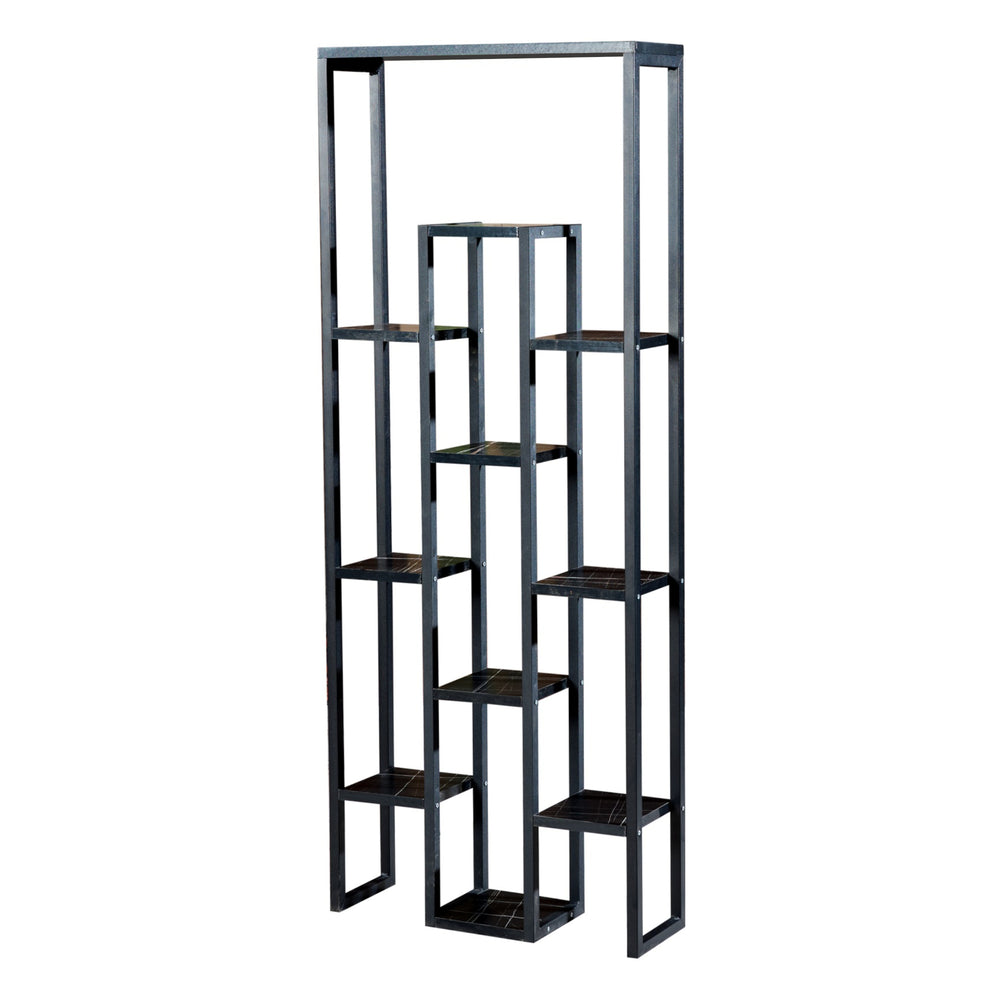 Växtställ Blaavandshuk 150 x 60 x 19 cm Svart / Marmor-look [en.casa] - premiumXL