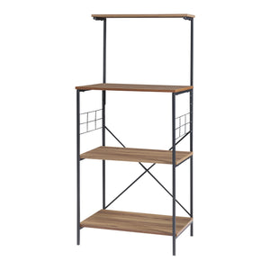 Stående hylla Billund med 4 hyllplan 133 x 60 x 42 cm svart/valnötsutseende [en.casa]
