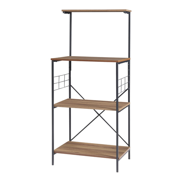 Stående hylla Billund med 4 hyllplan 133 x 60 x 42 cm svart/valnötsutseende [en.casa]