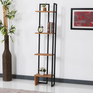 Stående hylla Bjergsted med 4 hyllplan 150 x 36 x 21 cm svart / valnötsutseende [en.casa]