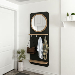 Garderobspanel Helsinge med spegel 150x60x15 cm svart [en.casa]