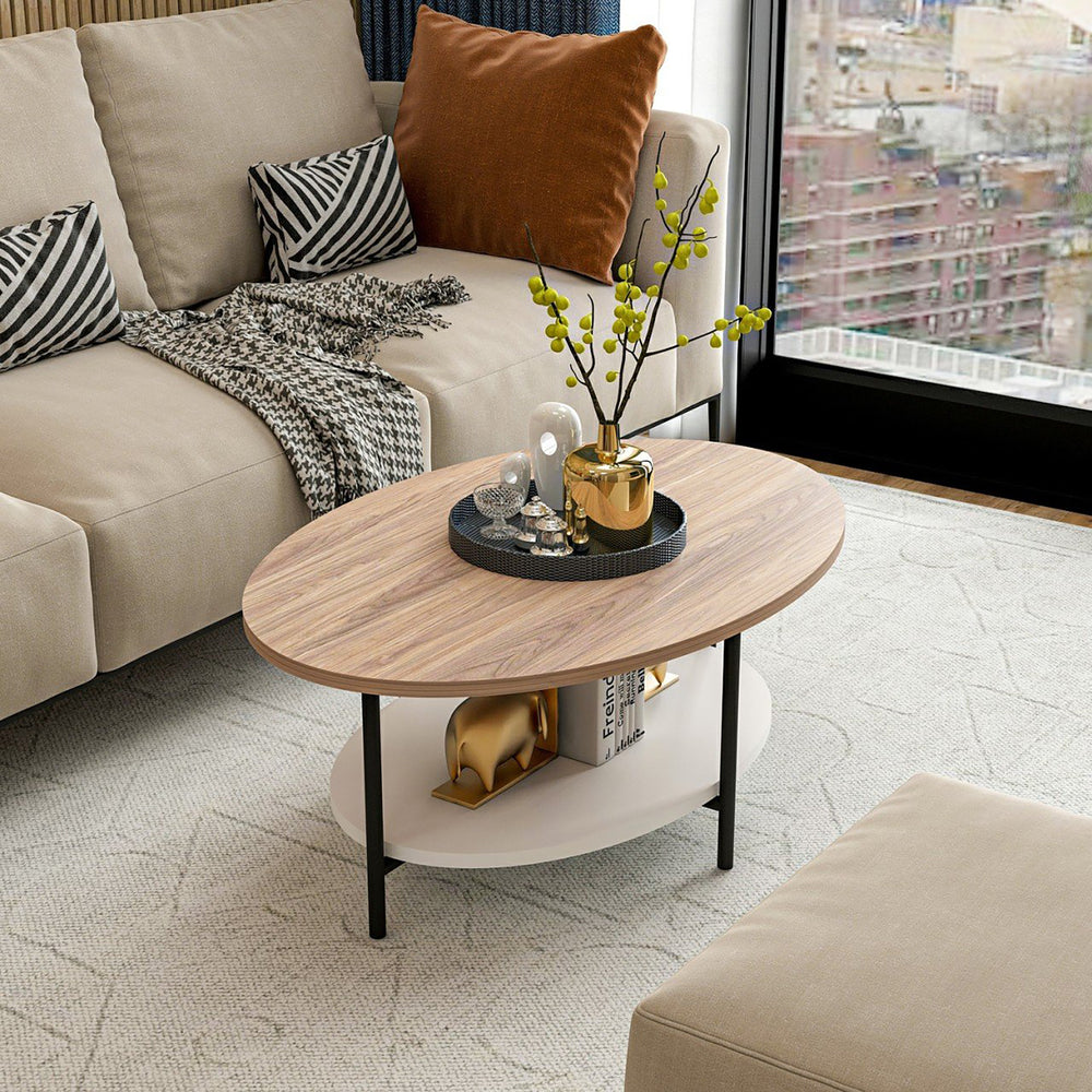 Soffbord Fredericia med nedre hylla eklook / vit [en.casa] - premiumXL