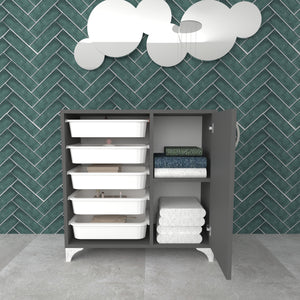 Lødingen sidoskåp med 5 förvaringskorgar antracit / vit [en.casa]