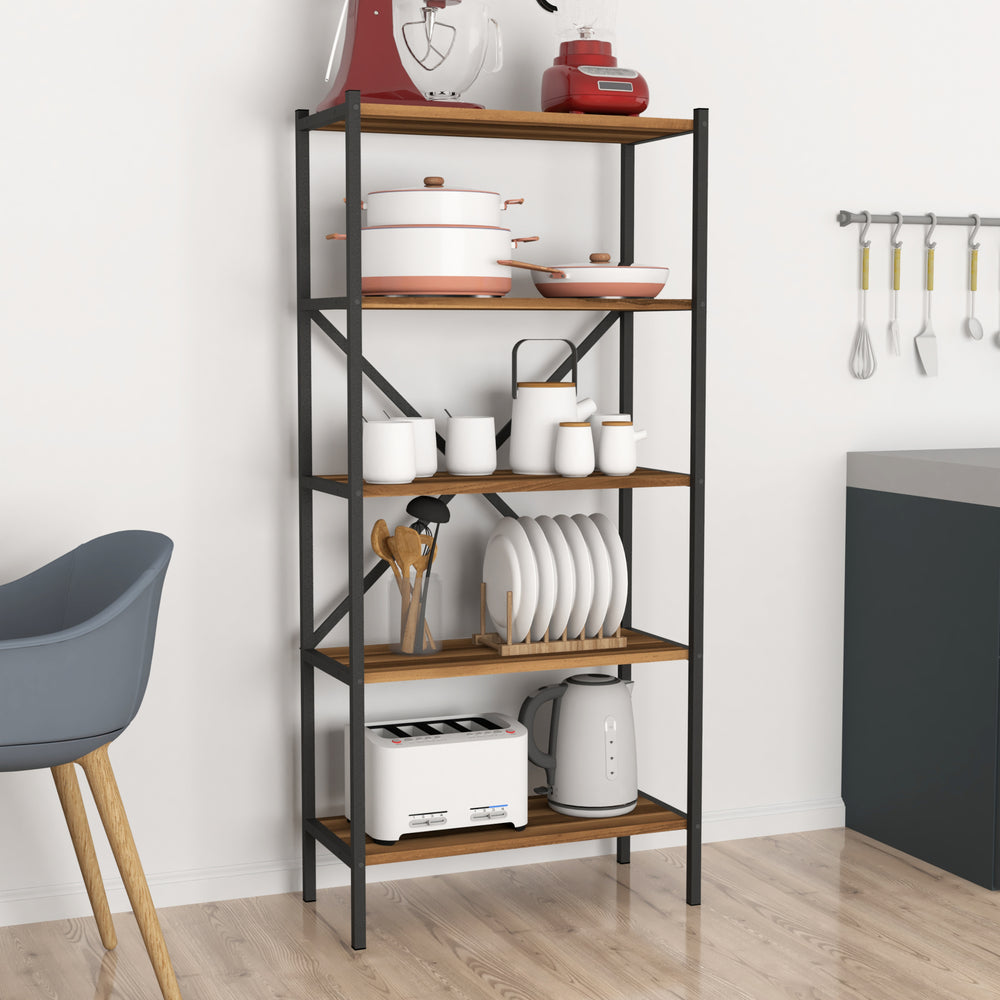 Köksregal Tomelilla 160x66x34 cm valnöt/antracit [en.casa] - premiumXL