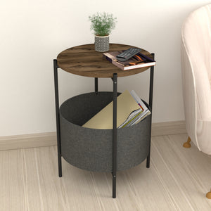 Sidobord Hofors 60x43cm antracit/ek-look, antik [en.casa]